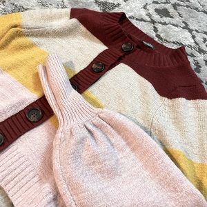 Button Up Crop Sweater Top